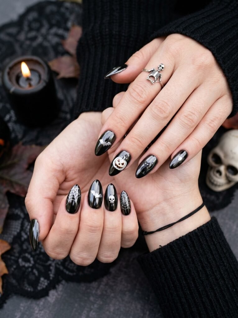 Black Chrome Almond Tips
