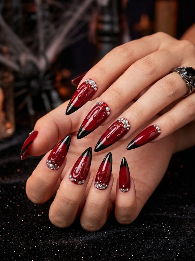 Bloody Glam Stiletto Nails