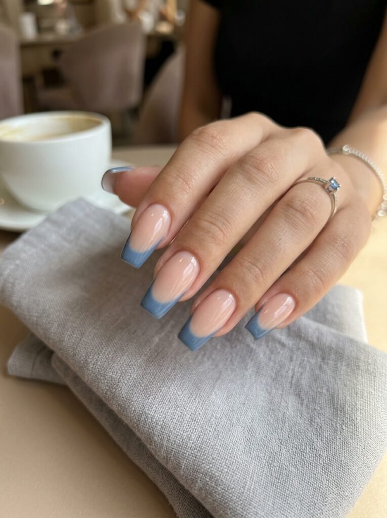 Blue Acrylic Coffin Nails