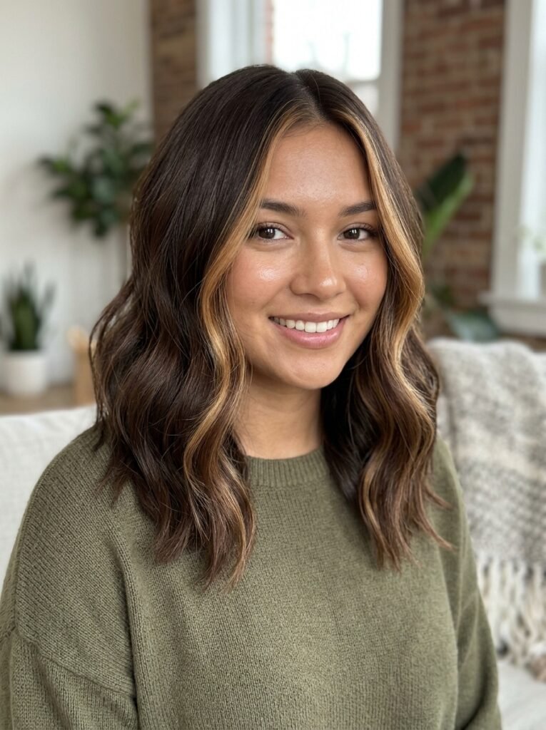 Honey face-framing highlights