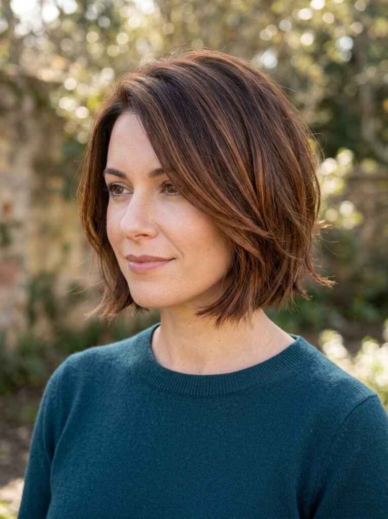 Cinnamon brunette bob