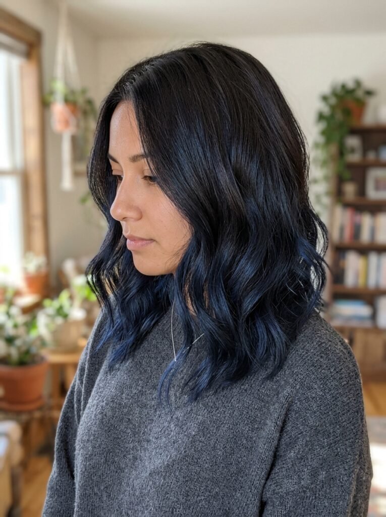 Midnight blue brunette