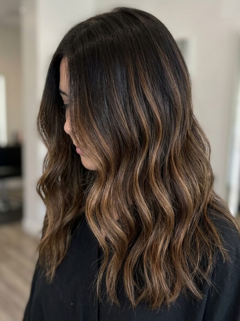 Warm caramel balayage