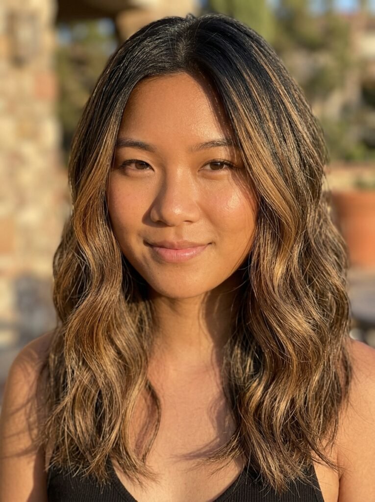 Golden caramel Asian hair
