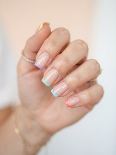 Colorful square French tips