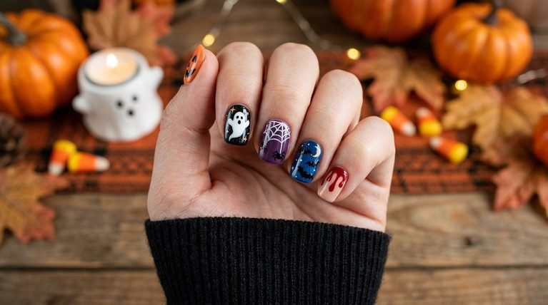 Halloween nails on short nails: 20 creative ideas