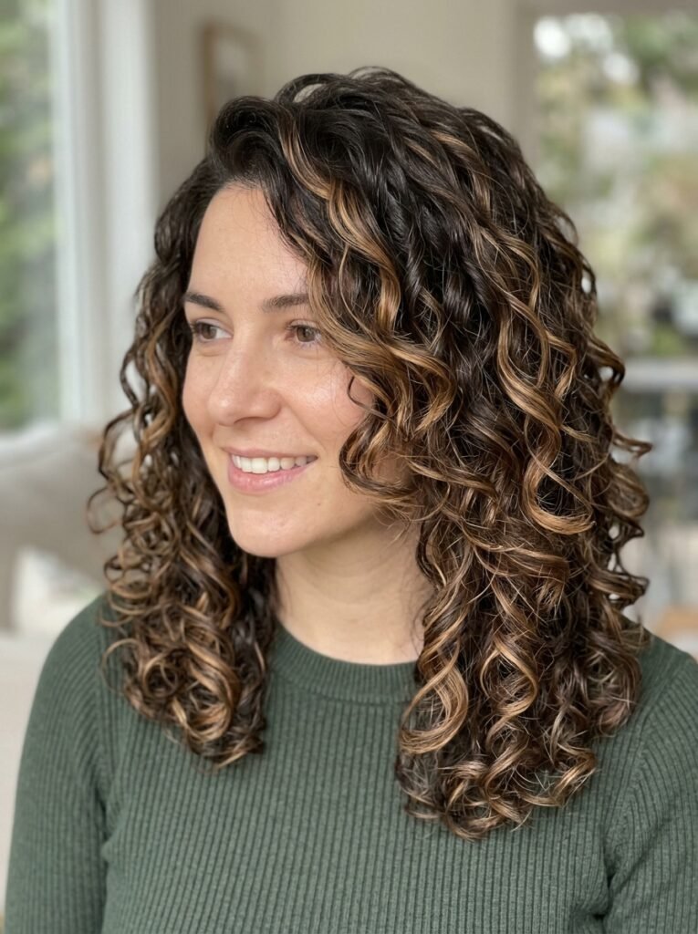 Caramel curly brunette