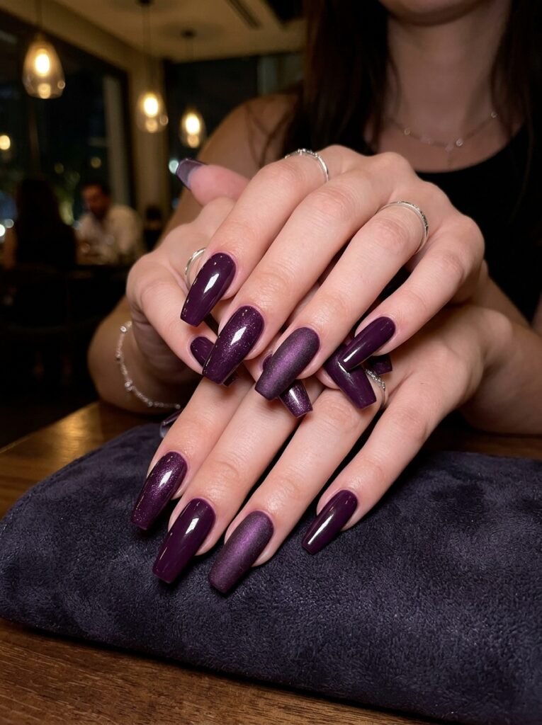 Purple Coffin Acrylic Nails