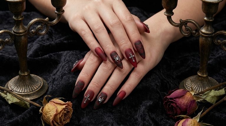 20 Halloween Nails Dark Red Ideas for a Gothic Halloween