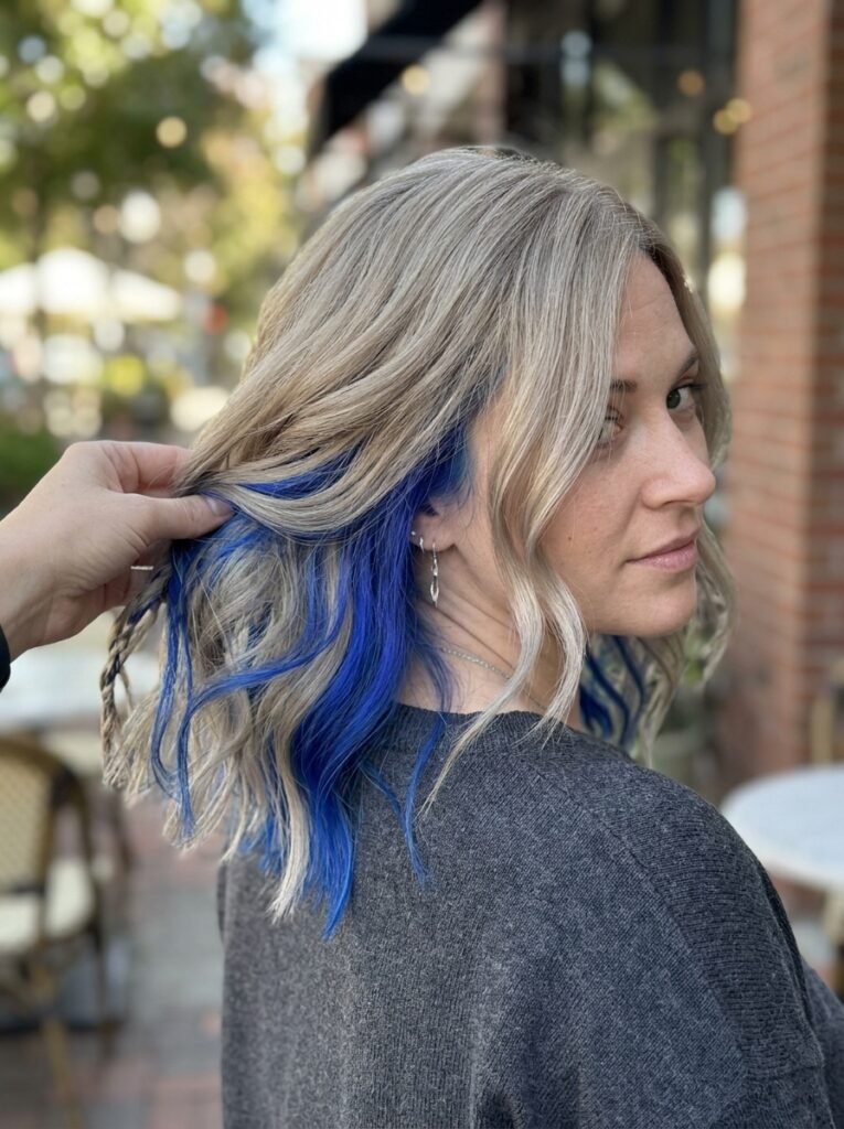 Blonde Hair With Electric Blue