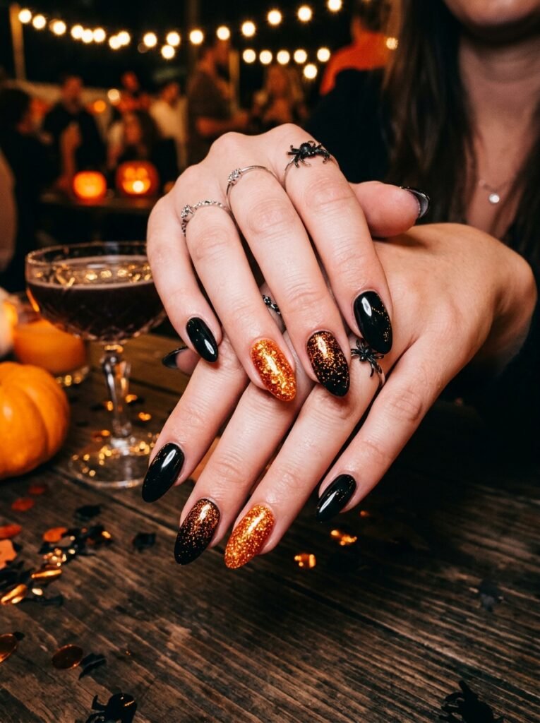 Orange glitter sparkle