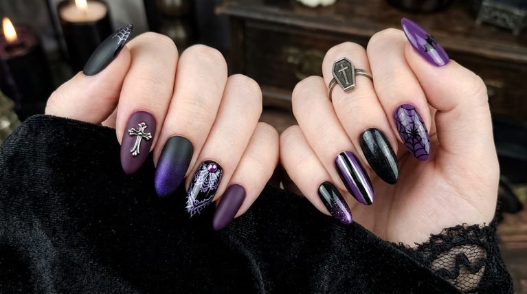 Halloween Nails Purple and Black: 20 Gothic Nail Art Ideas