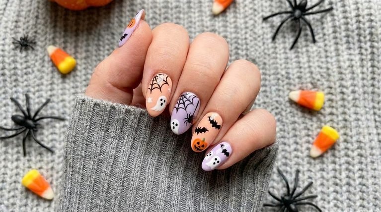 20 Halloween Nails Almond Short Ideas for a Cute Spooky Look