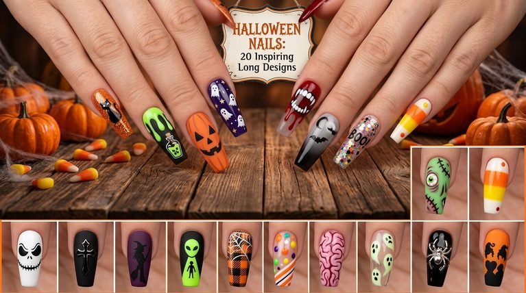 Halloween Nails Long Acrylic: 20 Inspiring Long Nail Designs
