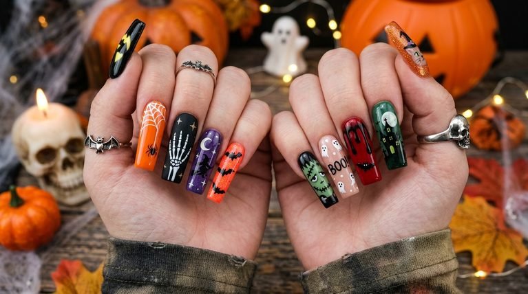 Halloween Nails Long Square: 20 Creative Ideas for Long Square Nail Art
