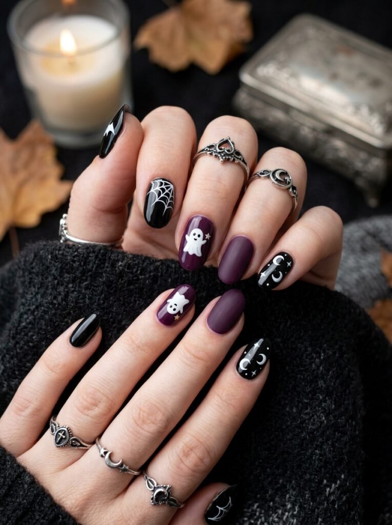 Purple spooky nail palette