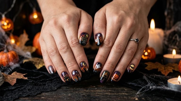 Halloween nails haunted house: 20 haunting nail art ideas for TheMirrorDiaries