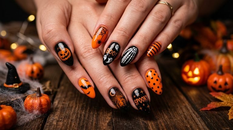 Halloween Nails Orange Black: 20 Creative Designs for Spooky Season