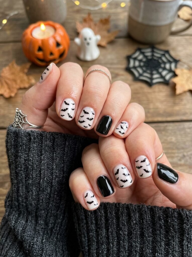 Tiny bat nail art