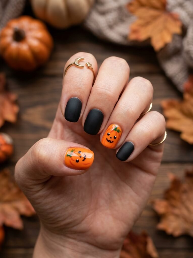 Tiny pumpkin manicure
