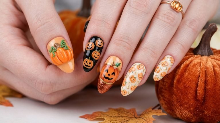 Halloween Nails Pumpkin Design: 20 Creative Pumpkin Nail Art Ideas