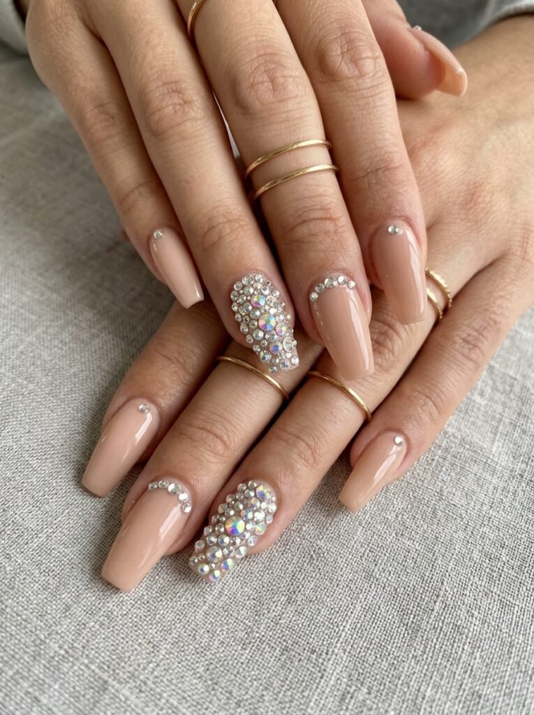 Covered Nude Coffin Nails