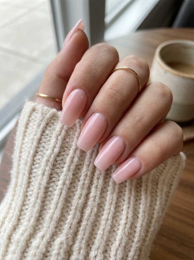 Light pink acrylic nails