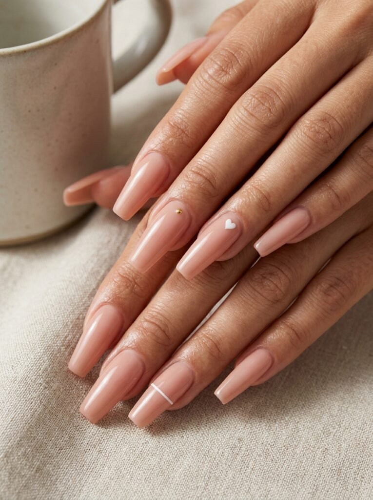 Minimal nude coffin nails