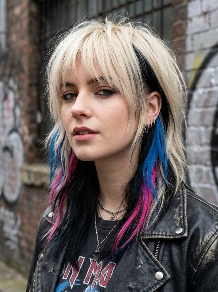 Edgy Blonde With Blue
