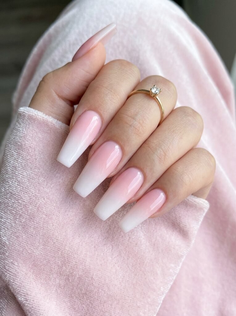 Pink ombre coffin nails