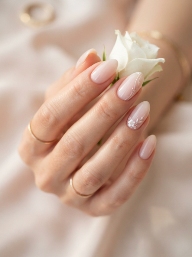 Sheer pink white nails