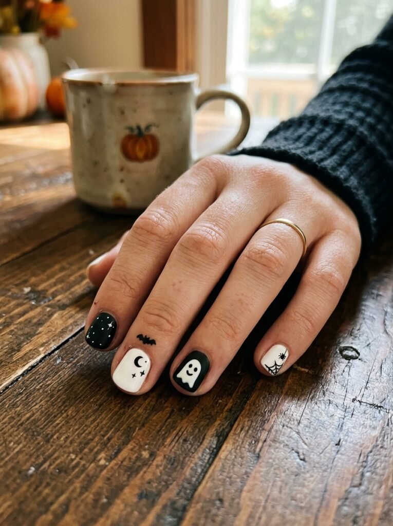 Short spooky manicure