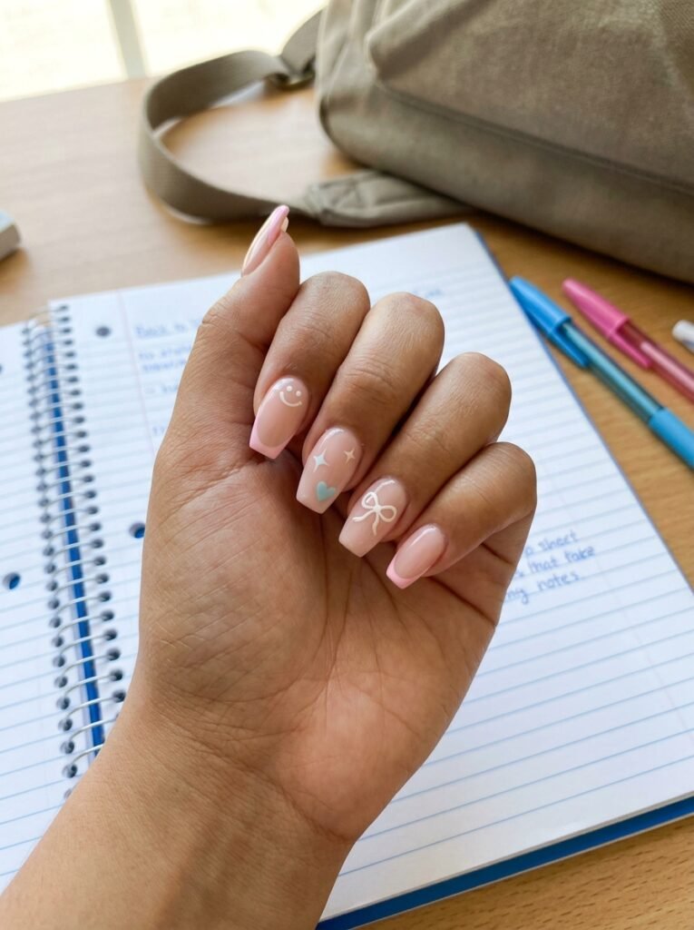 Cute school-day coffin nails