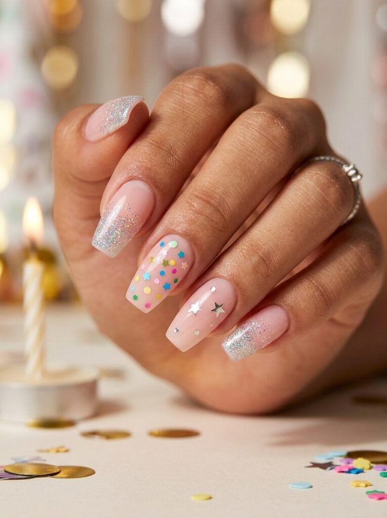 Short Coffin Birthday Nails