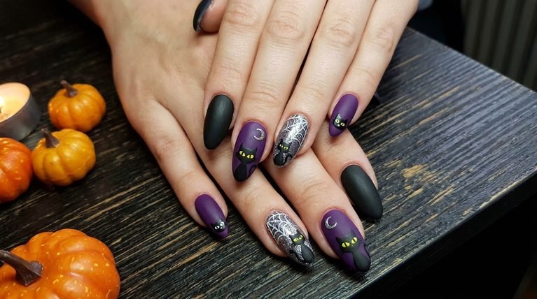 20 Halloween Nails Black Cat Ideas for a Spooky-Chic Manicure