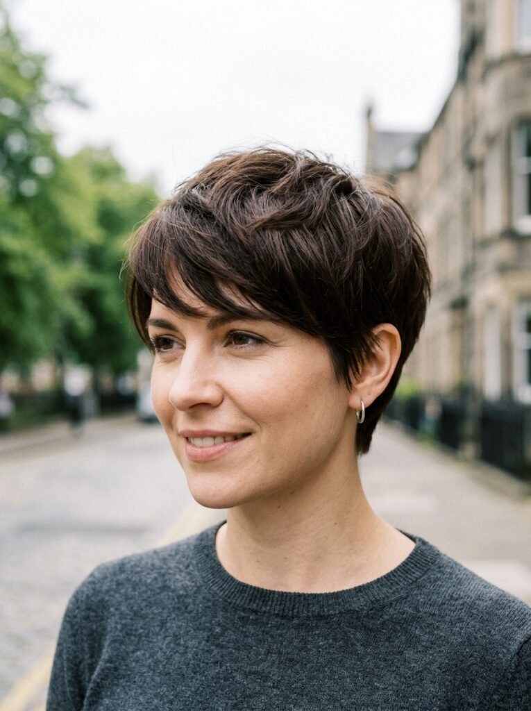 Short Chocolate Brown Pixie