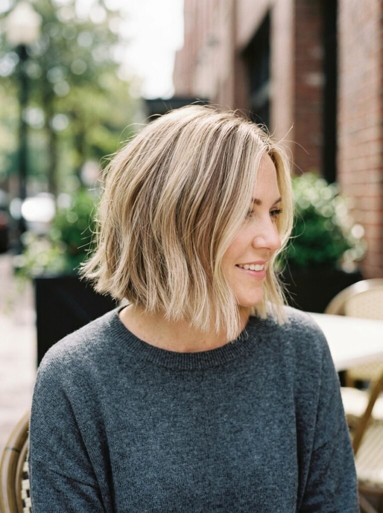 Short Blonde Bob With Soft Brown