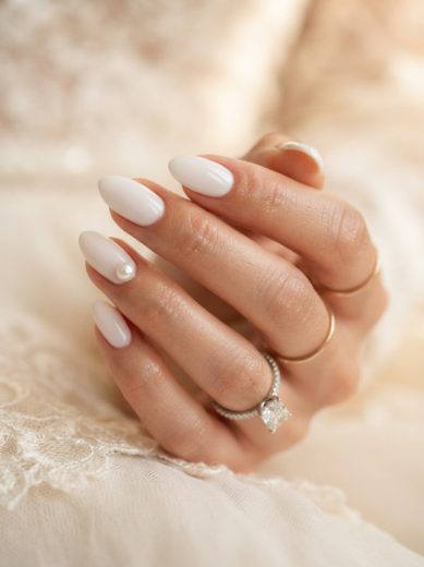 White pearl accent nails