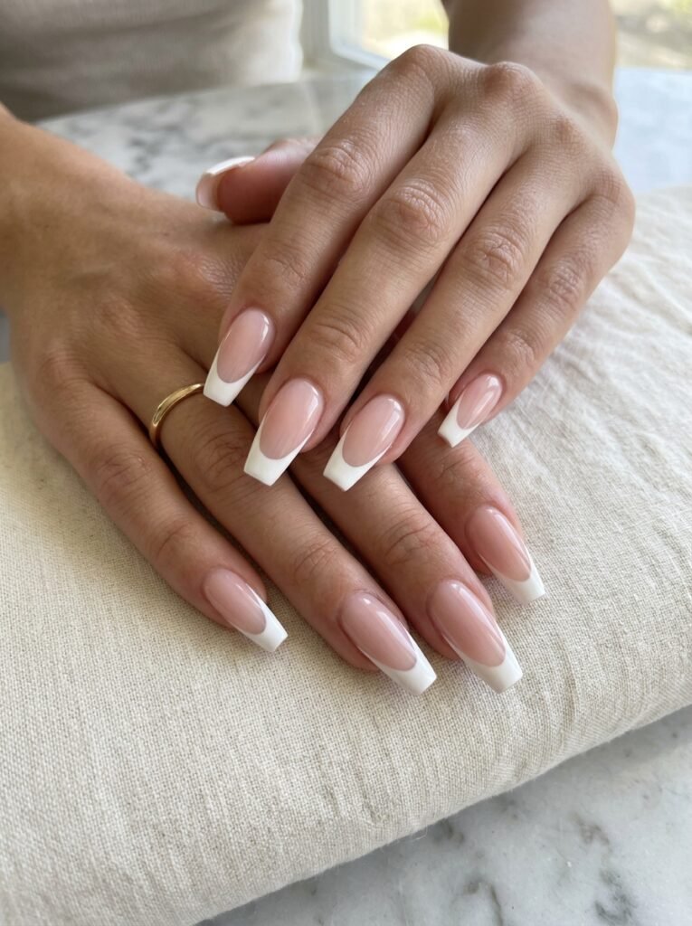 White French Tip Coffin