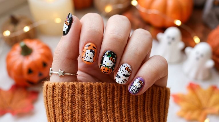 Halloween Nails Hello Kitty Short: 20 Cute & Spooky Ideas for Short Nails
