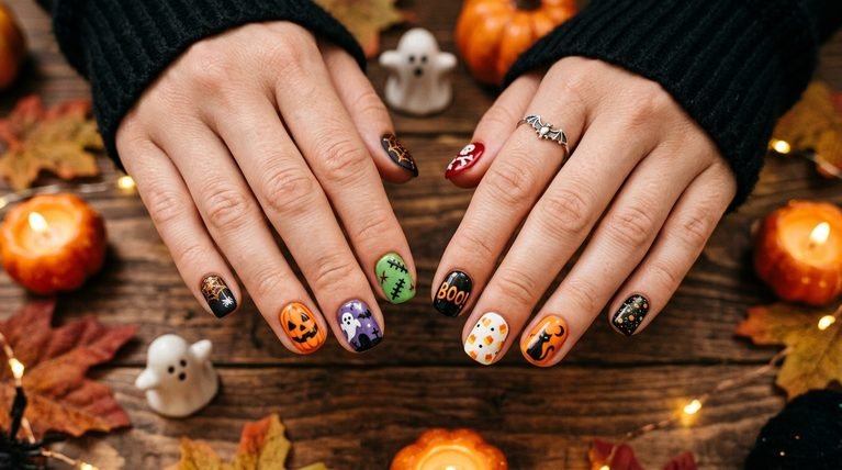Halloween nails gel short: 20 creative short gel designs for Halloween